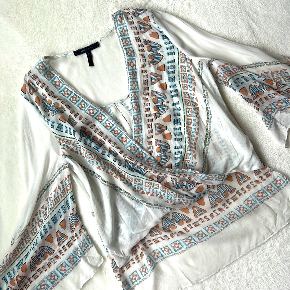 BCBG flowy silk print top